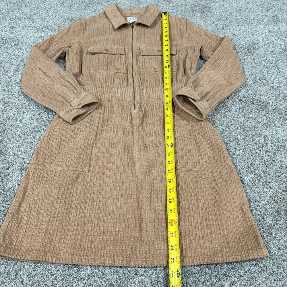 J.Crew Zip-front Cinched Waist Corduroy Mini Dress Pale Mocha Preppy Women US 6